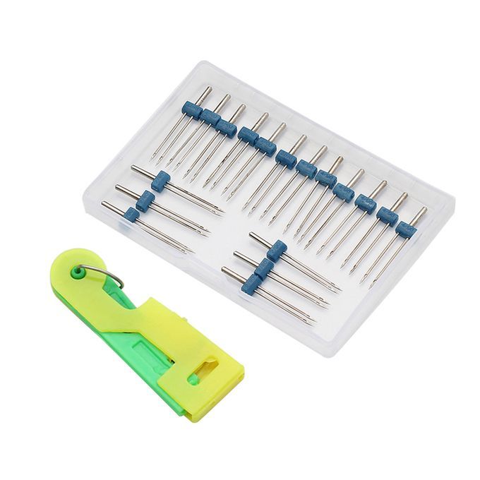 18x Twin Needles Pins With Storage Box Home Knitting Elderly Threader