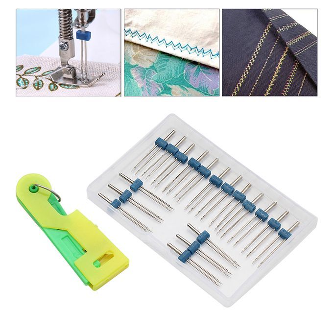 18x Twin Needles Pins With Storage Box Home Knitting Elderly Threader