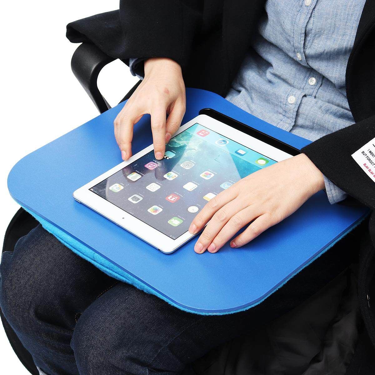 2 X Laptop Tray Lap Desk Cushioned Portable Computer Reading Writing Table Blue