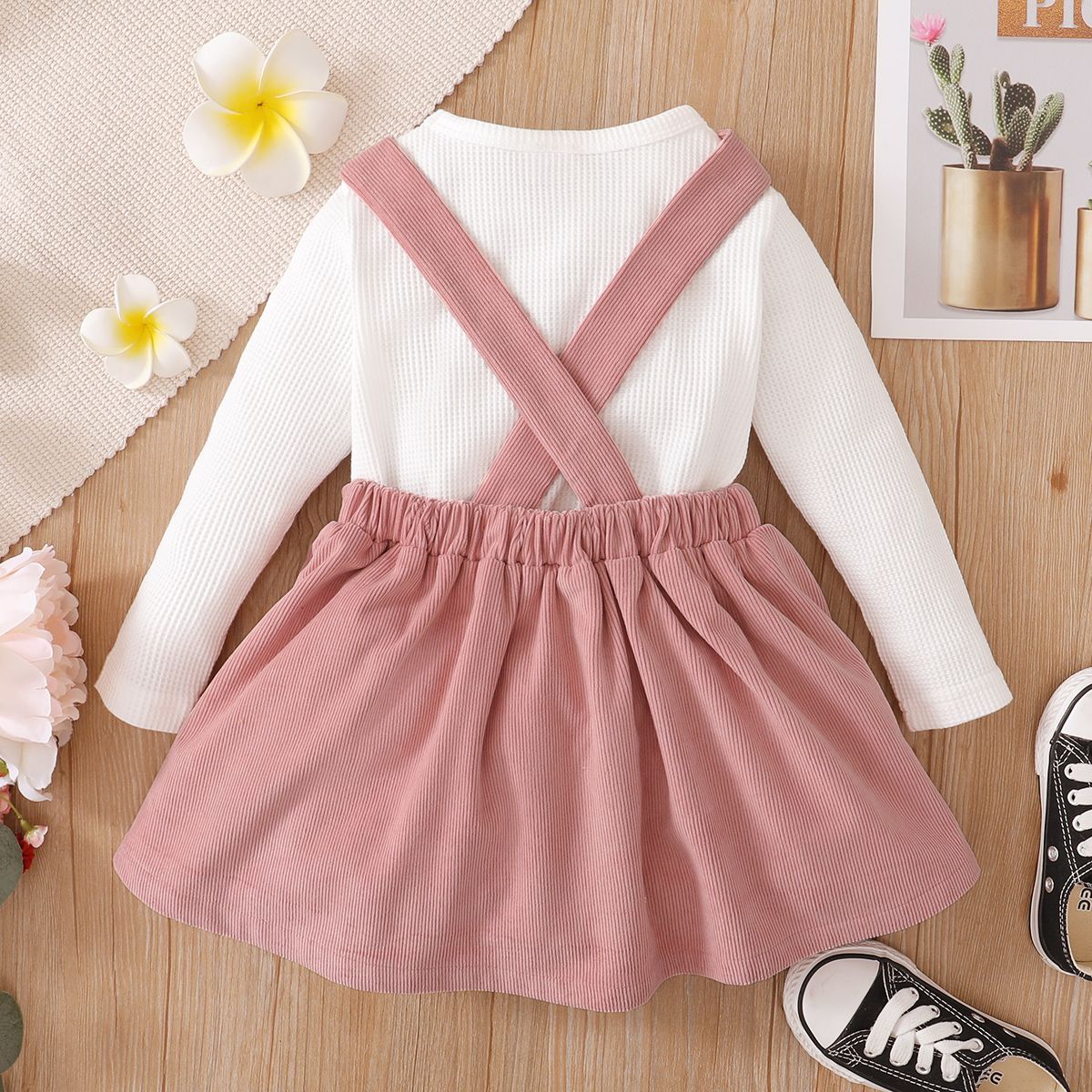 1-6Y Kid Girls Cute Kitty Dresses Long Sleeve Shirt Suspender Skirt