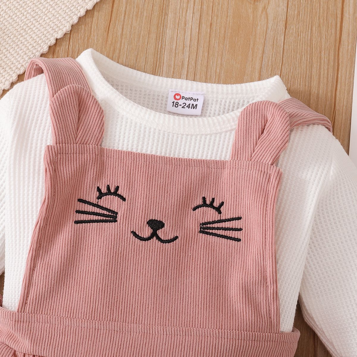 1-6Y Kid Girls Cute Kitty Dresses Long Sleeve Shirt Suspender Skirt