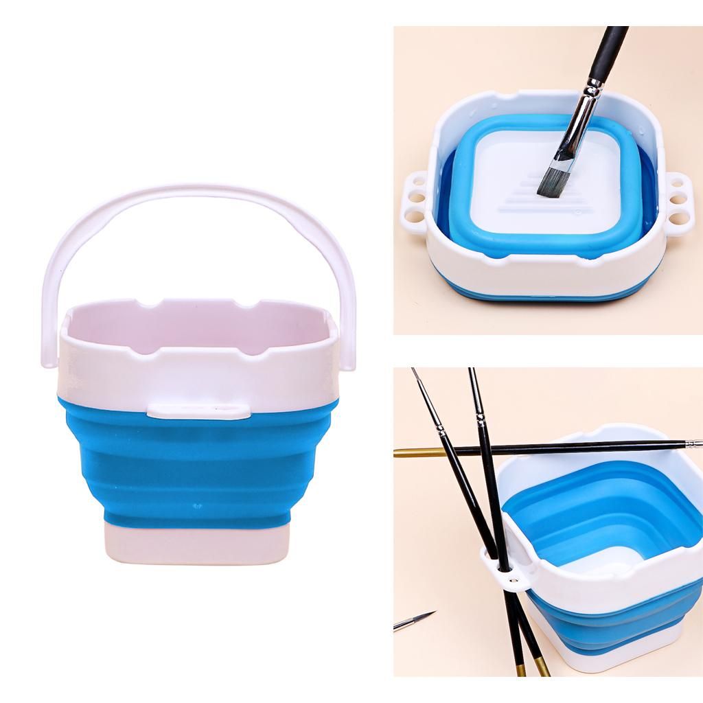 Collapsible Brush Washer Portable Plastic Drawing Wash Pen Brush Blue