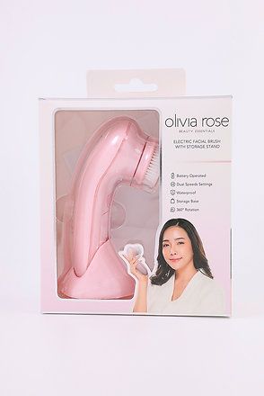 Electric Facial Brush With Storage Stand, Pink