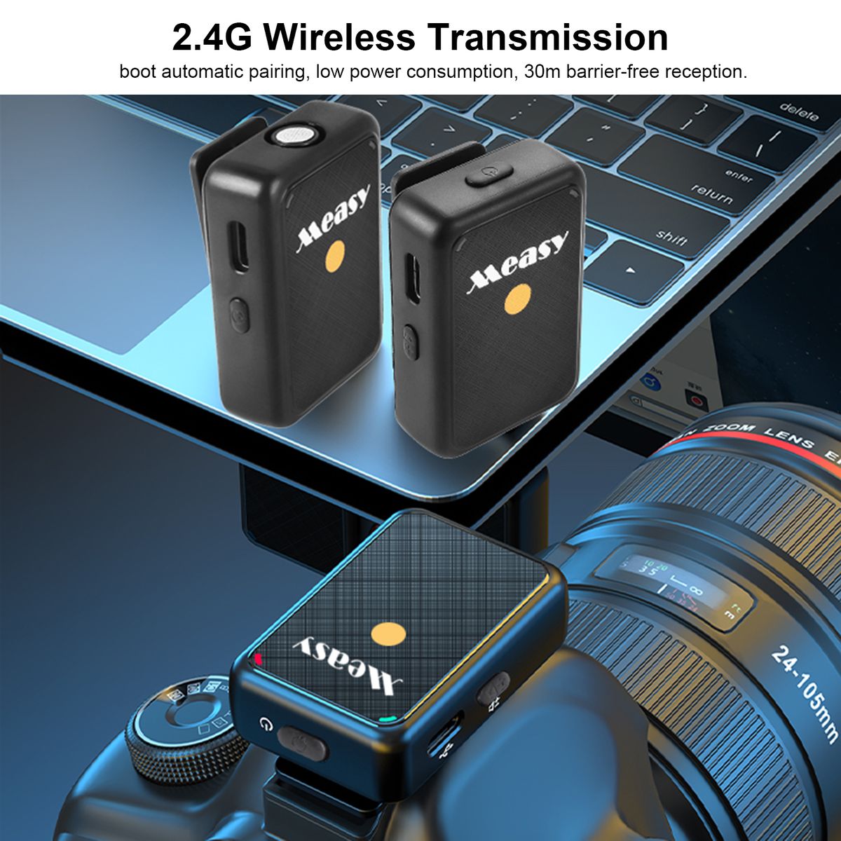 V82 Wireless 2.4G Lapel Microphone Clip-on Mic Plug &