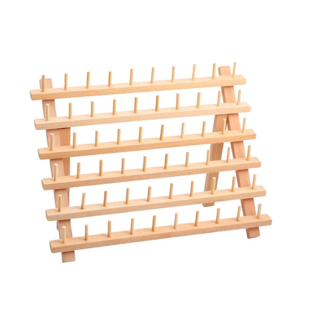 Thread Holder Wood Rack 60 Spool Stand Thread Organizer Foldable Cone