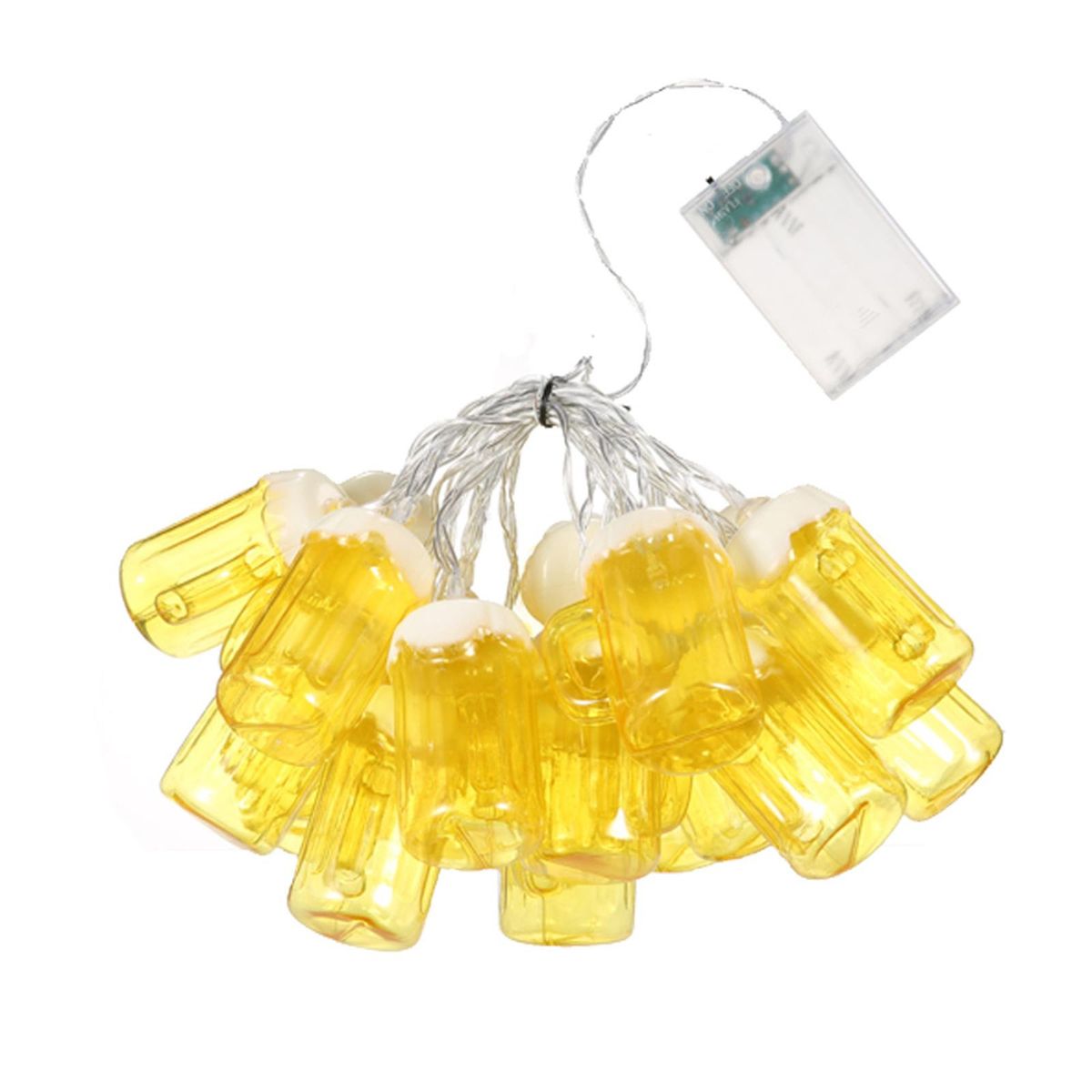 10FT 20LED Christmas Beer Mug String Lights Decorative Fairy Lights LED Hanging Lights Always On & Flashing Light Mode for Festivals Easter Carnival Parties