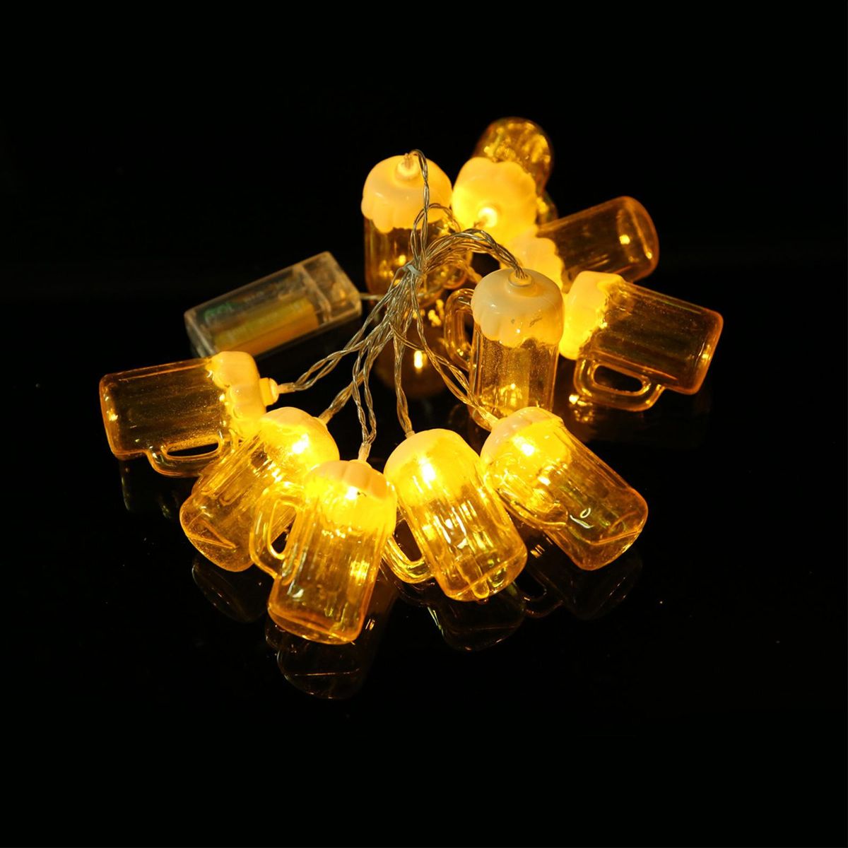 10FT 20LED Christmas Beer Mug String Lights Decorative Fairy Lights LED Hanging Lights Always On & Flashing Light Mode for Festivals Easter Carnival Parties