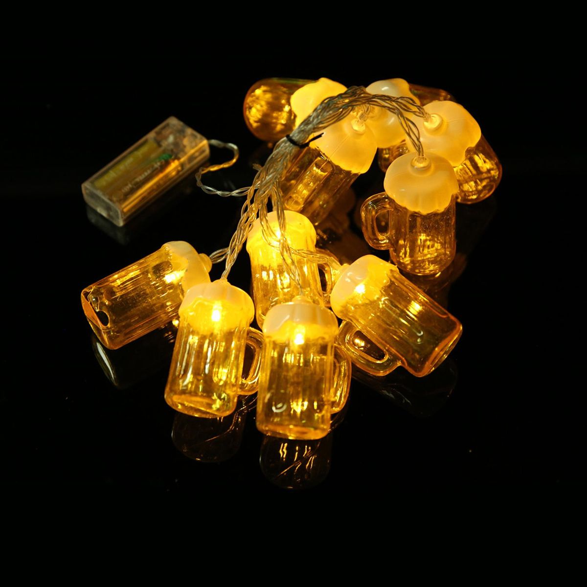 10FT 20LED Christmas Beer Mug String Lights Decorative Fairy Lights LED Hanging Lights Always On & Flashing Light Mode for Festivals Easter Carnival Parties