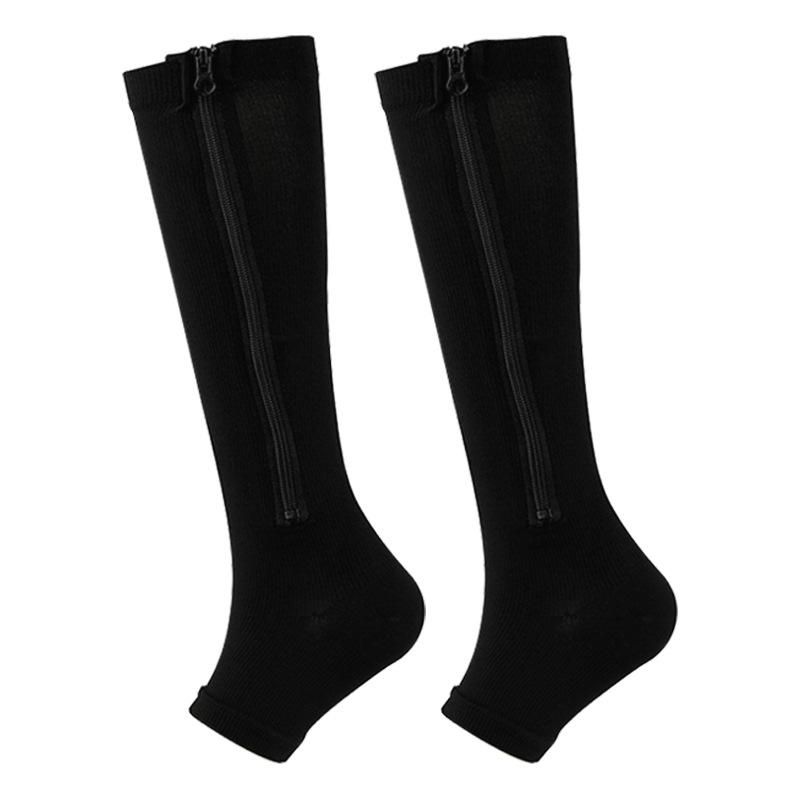 15-25 MmHg Gradient Compression Socks for Women Knee Length Open Toe Zipper Sock
