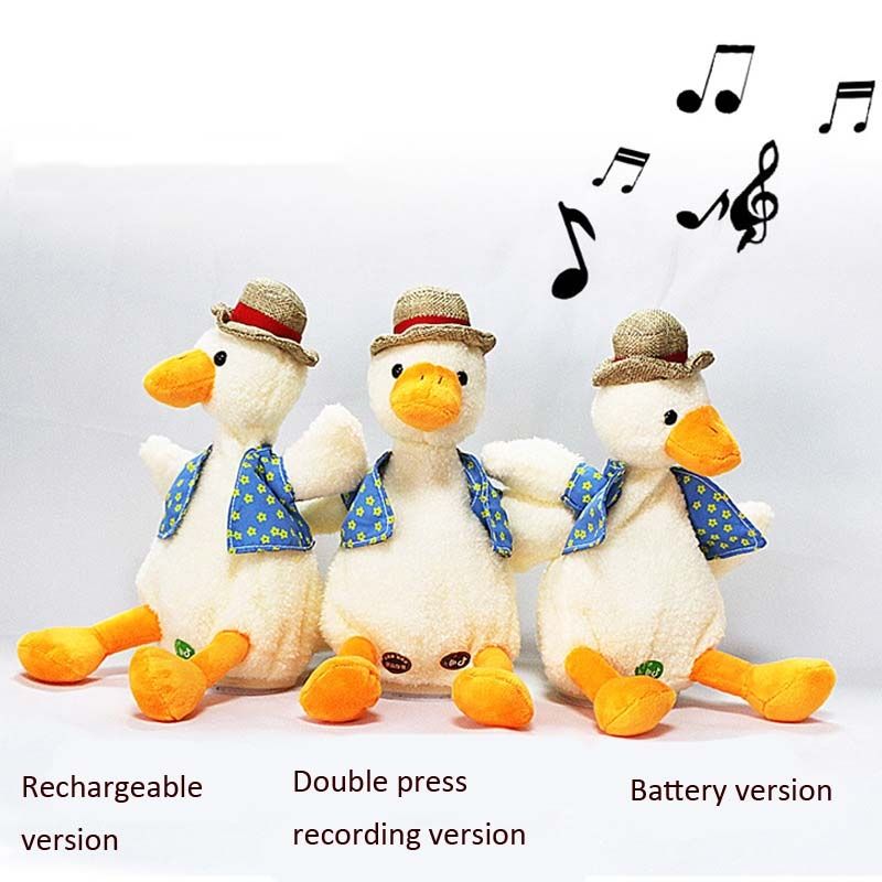 Repeat Duck Tricky Duck Learn Talking Singing Plush Duck Toy Style:Battery Powered