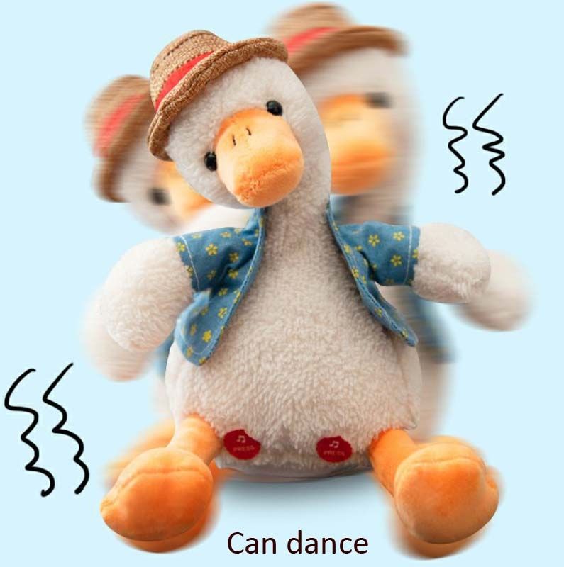 Repeat Duck Tricky Duck Learn Talking Singing Plush Duck Toy Style:Battery Powered