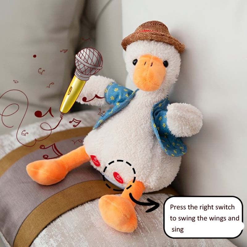 Repeat Duck Tricky Duck Learn Talking Singing Plush Duck Toy Style:Battery Powered