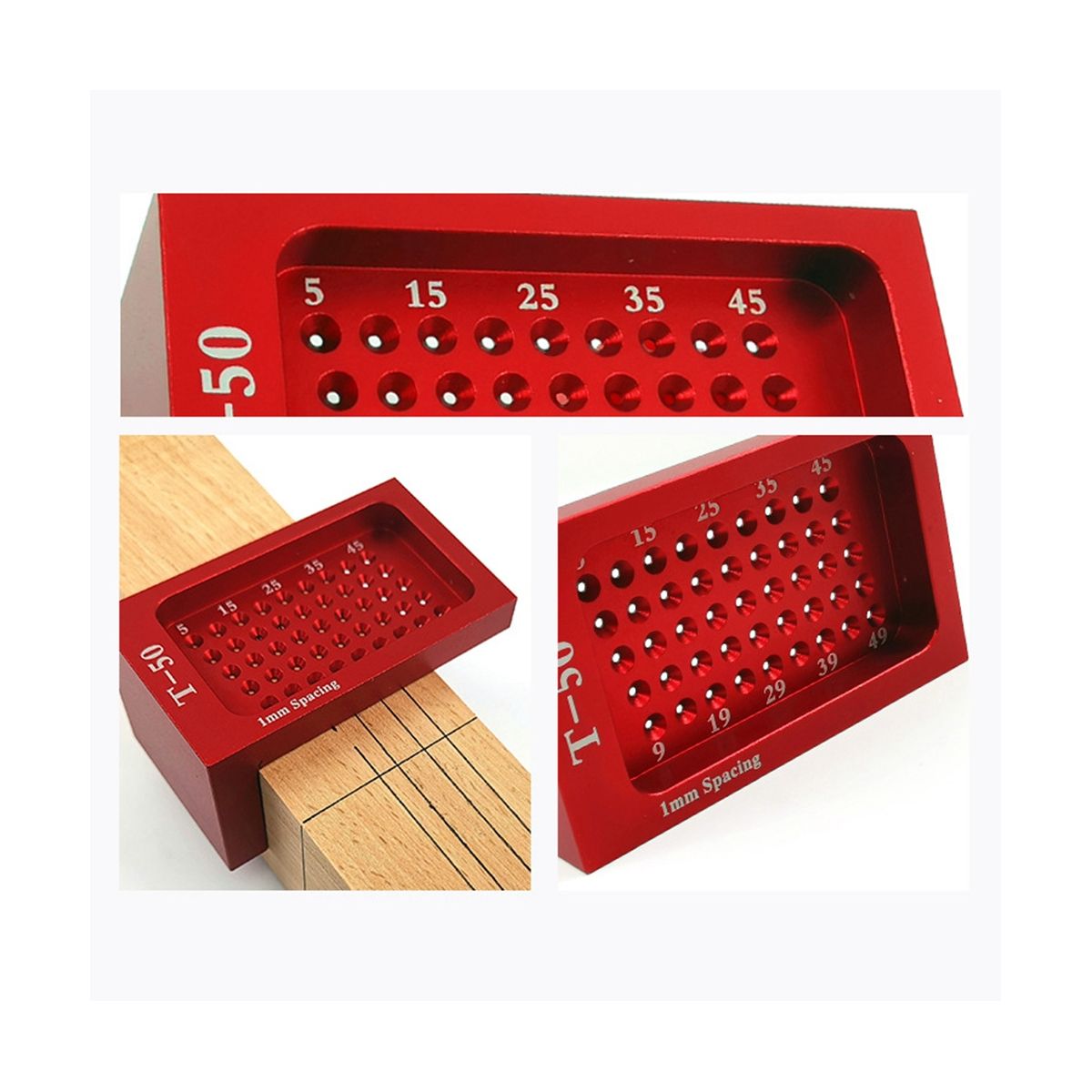 T50 Woodworking Scribing Ruler Hole Ruler Aluminum Alloy