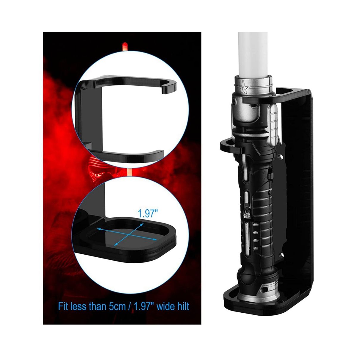 Lightsaber Wall Mount Stand Light Saber Display Rack Wall Holder-Included Screws Hardwares for Most Lightsabers B