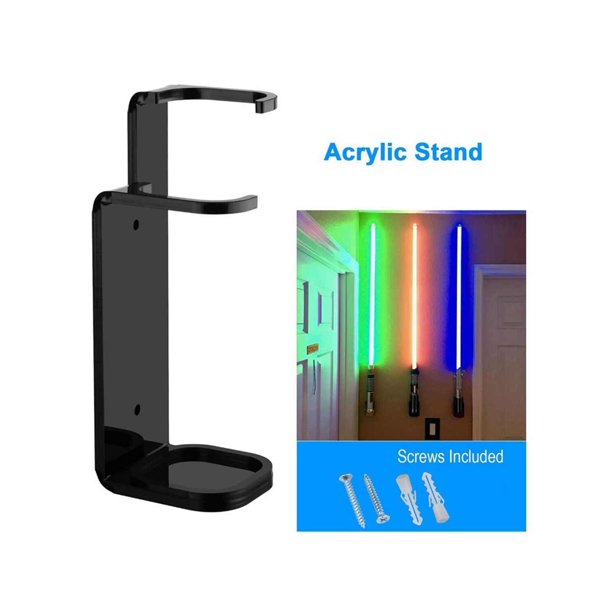 Lightsaber Wall Mount Stand Light Saber Display Rack Wall Holder-Included Screws Hardwares for Most Lightsabers B