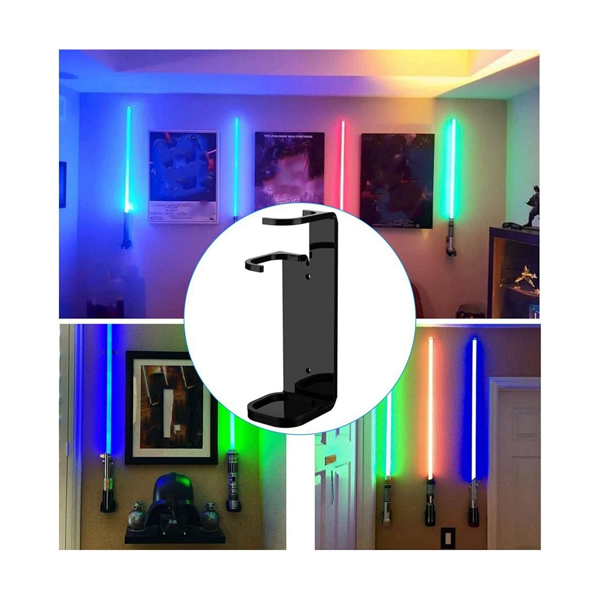 Lightsaber Wall Mount Stand Light Saber Display Rack Wall Holder-Included Screws Hardwares for Most Lightsabers B
