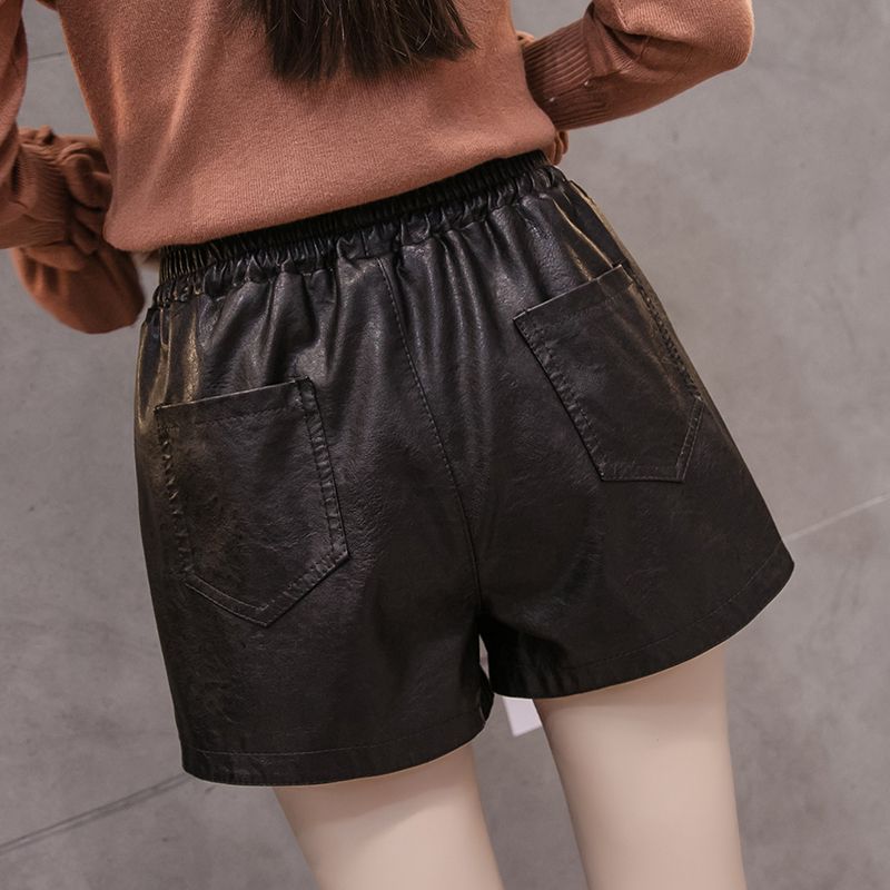 2017 New Fashion PU Leather Short Pants Korean Casual High