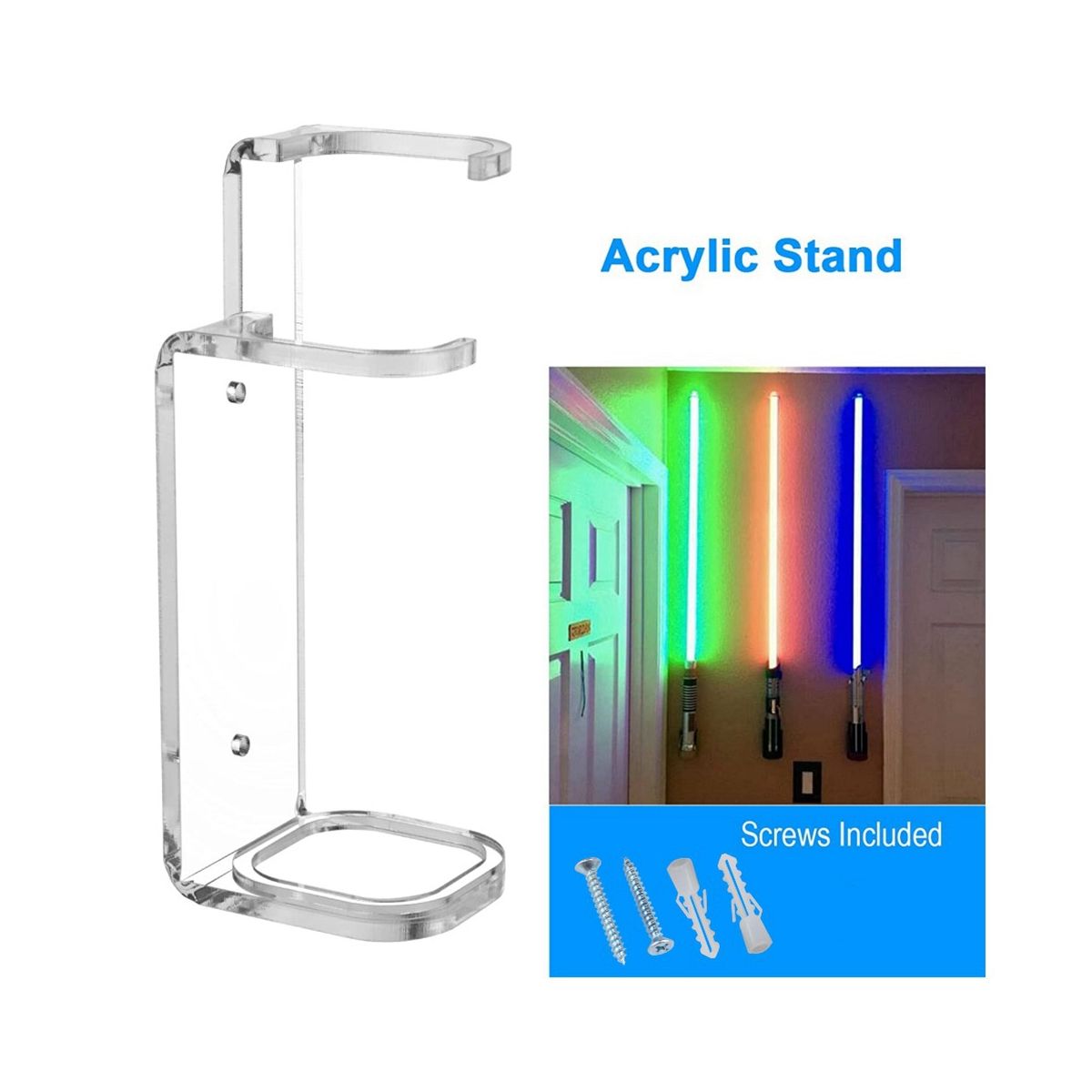 Lightsaber Wall Mount Stand Light Saber Display Rack Wall Holder-Included Screws Hardwares for Most Lightsabers A