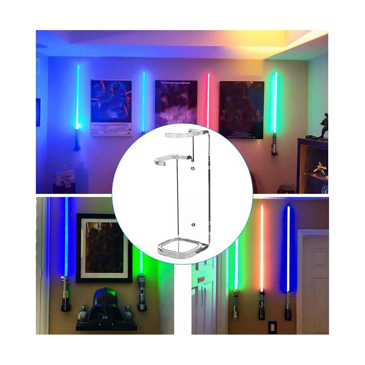 Lightsaber Wall Mount Stand Light Saber Display Rack Wall Holder-Included Screws Hardwares for Most Lightsabers A