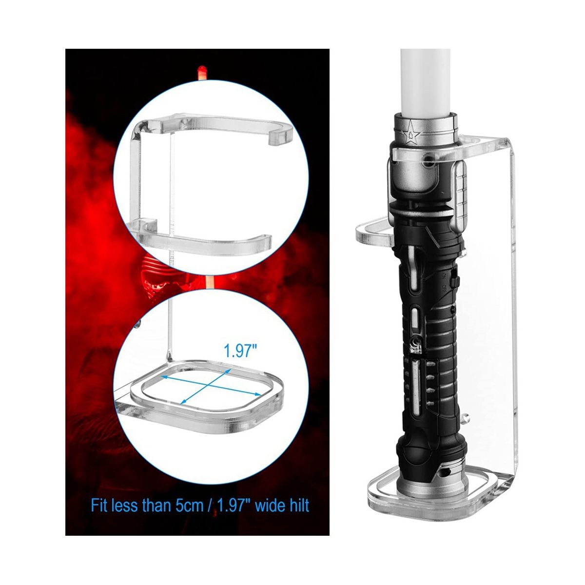 Lightsaber Wall Mount Stand Light Saber Display Rack Wall Holder-Included Screws Hardwares for Most Lightsabers A