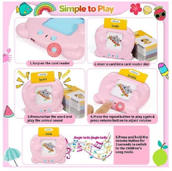 Kids Reading Talking Flash Cards - Pocket Vocab Pink - Blue