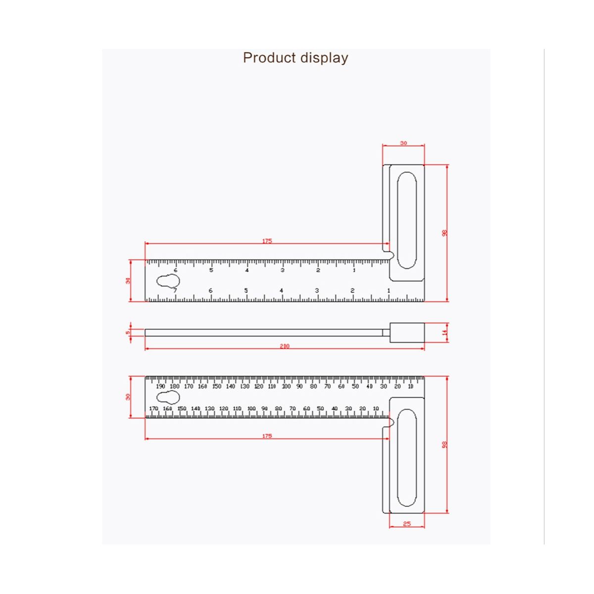 200MM Aluminum Right Angle Ruler Woodworking Height Ruler