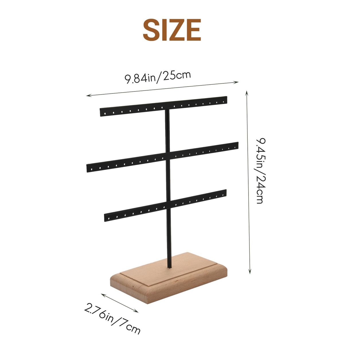 Fashion 52 Hook Earring Jewelry Organizer Earring Organizer Hanging Holder Neck Display Stand Box Holder Rack Jewelry Hanger Black