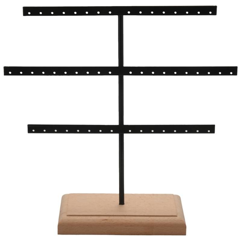 Fashion 52 Hook Earring Jewelry Organizer Earring Organizer Hanging Holder Neck Display Stand Box Holder Rack Jewelry Hanger Black