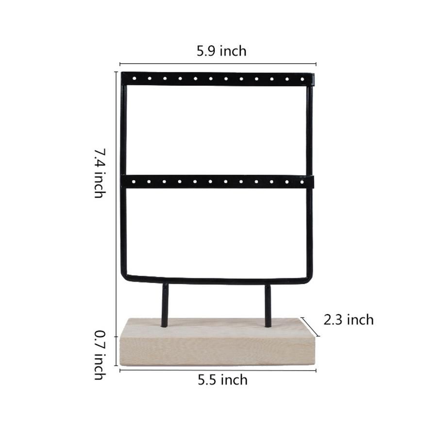24 Holes Wooden Jewelry Organizer Display Holder Stand 2 Tie