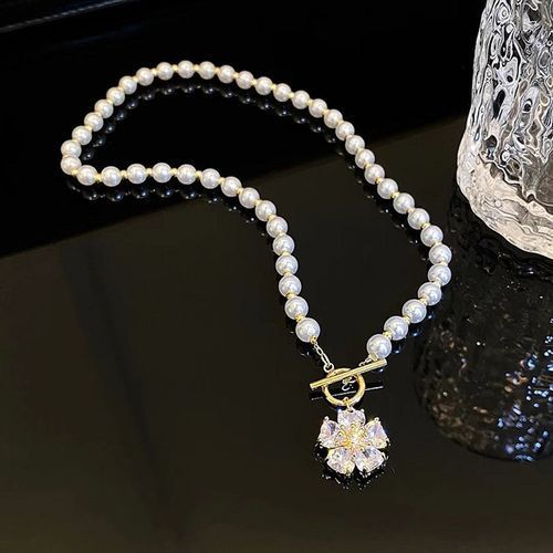 Zircon Pearl Flower Necklace Collar Chain Fashion Women