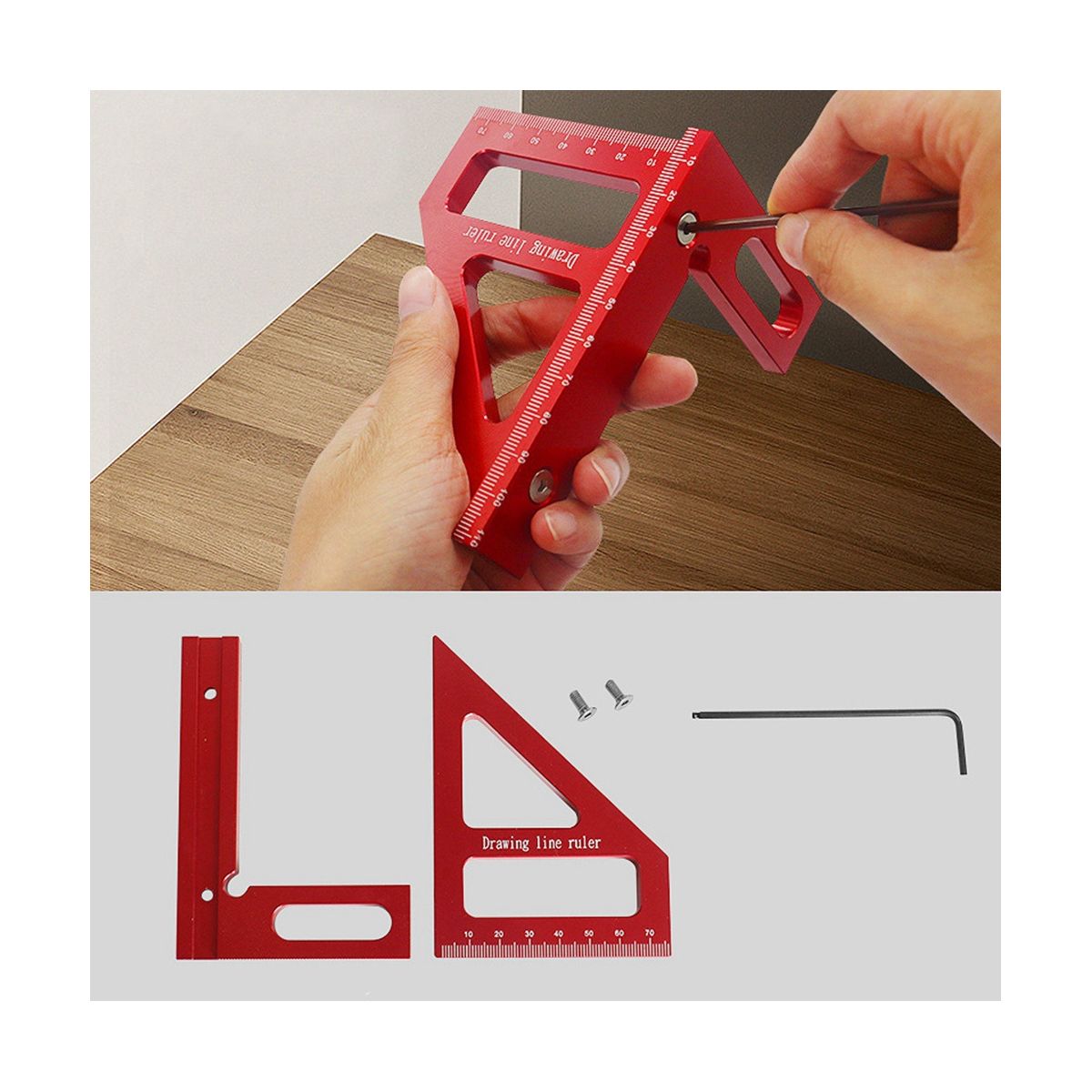 3D Multi-Angle Measuring Ruler 45/ Aluminum Alloy Drawing