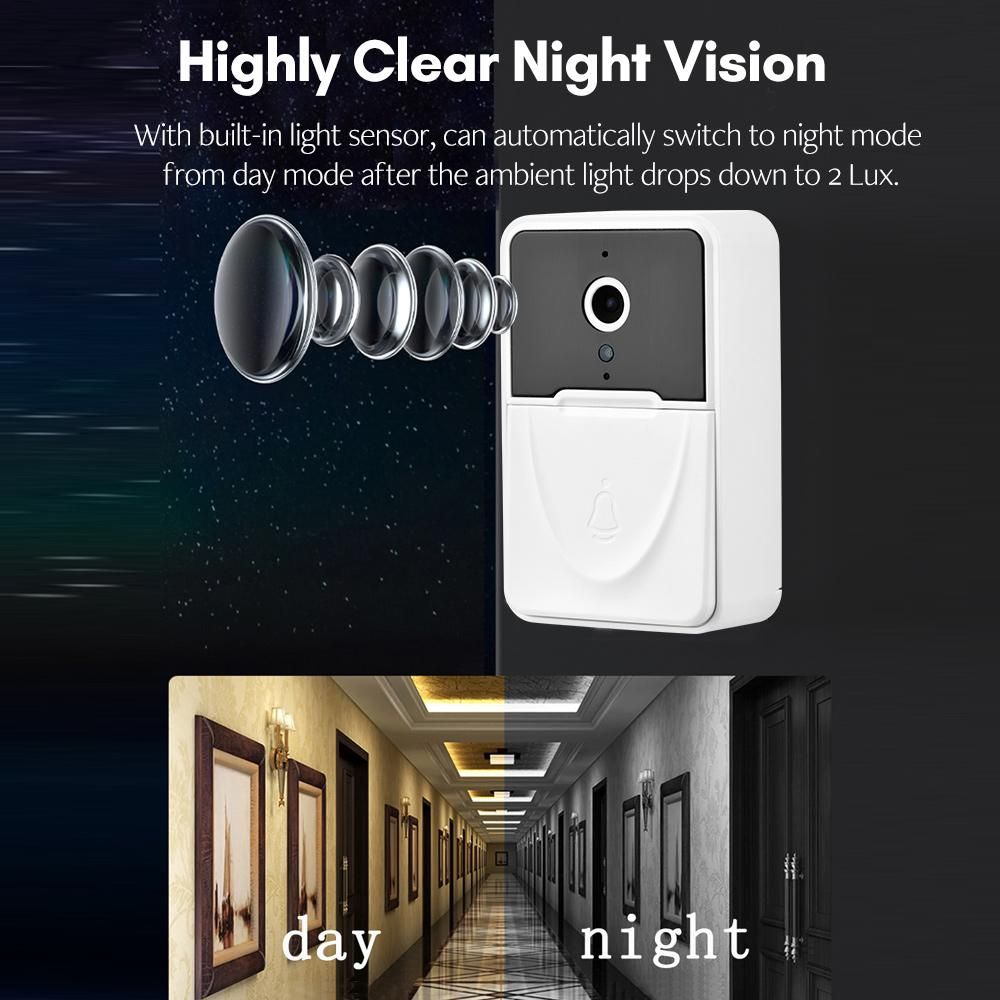 Wireless Video Doorbell Camera Visual Smart Security Doorbell with  Night Vision 2-Way Audio Real-Time Monitoring