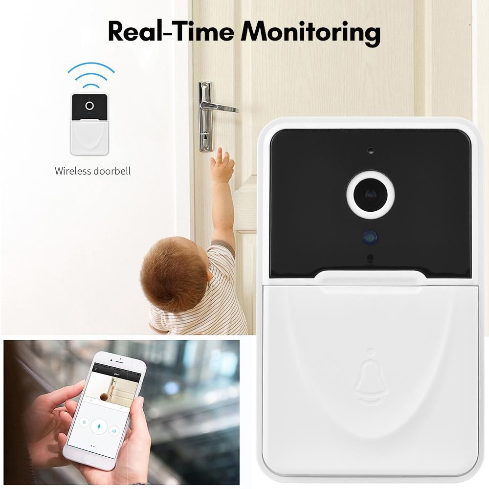 Wireless Video Doorbell Camera Visual Smart Security Doorbell with  Night Vision 2-Way Audio Real-Time Monitoring