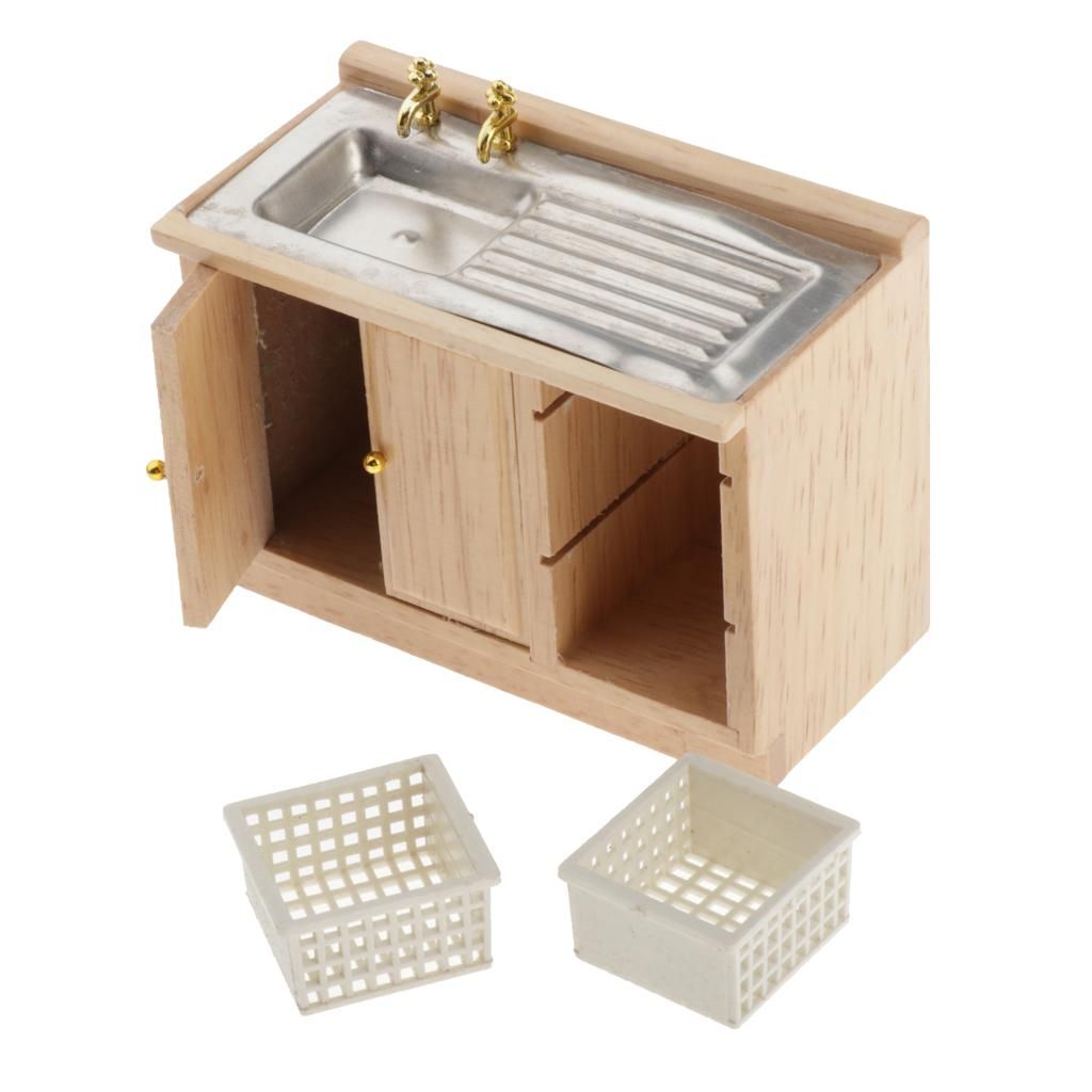 1/12 Doll House Miniatures Cupboard Antique Craft Wash