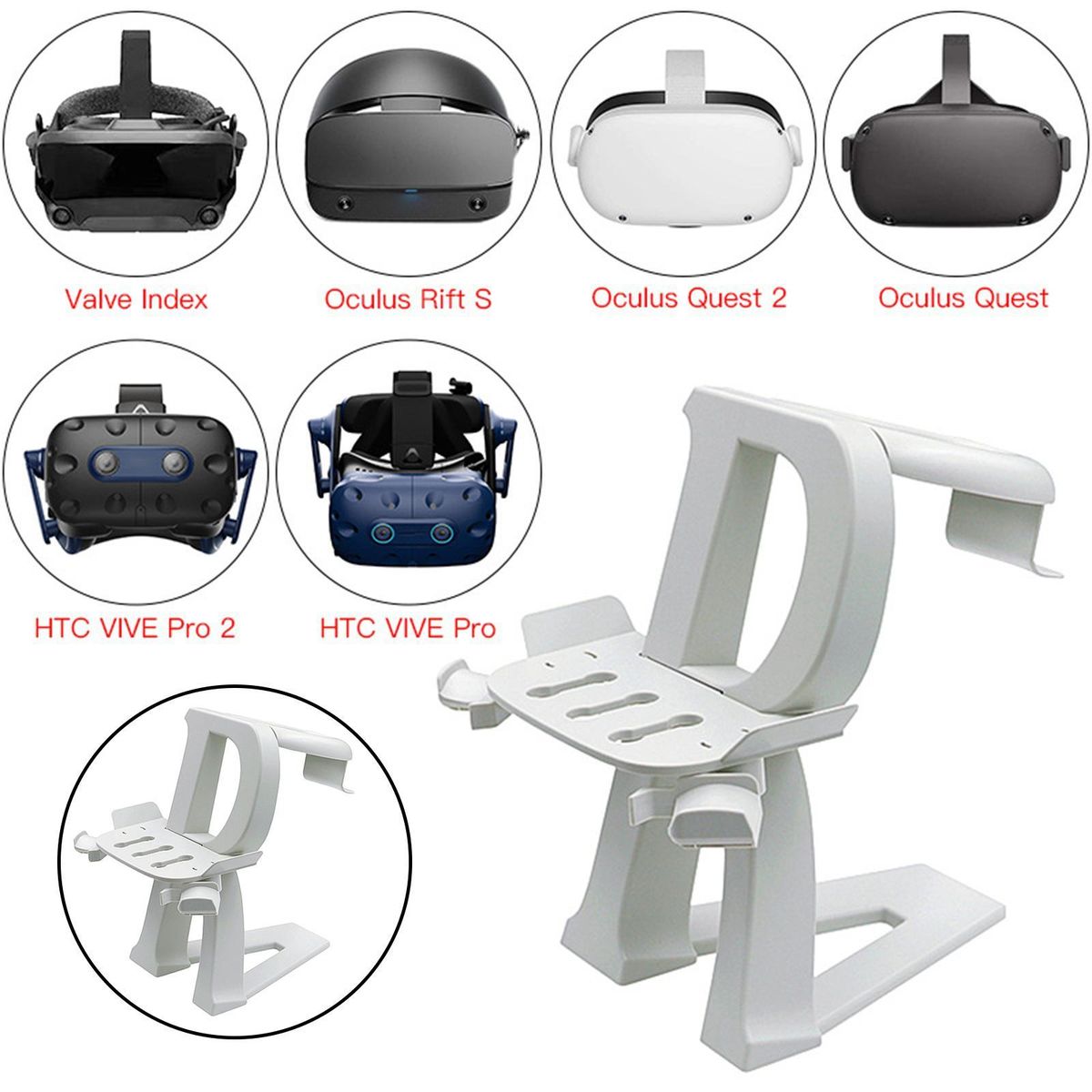 VR Stand Made Of Plastic For Quest 2 Space-saving Parts White