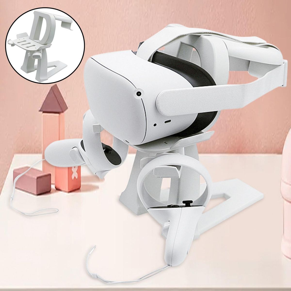 VR Stand Made Of Plastic For Quest 2 Space-saving Parts White