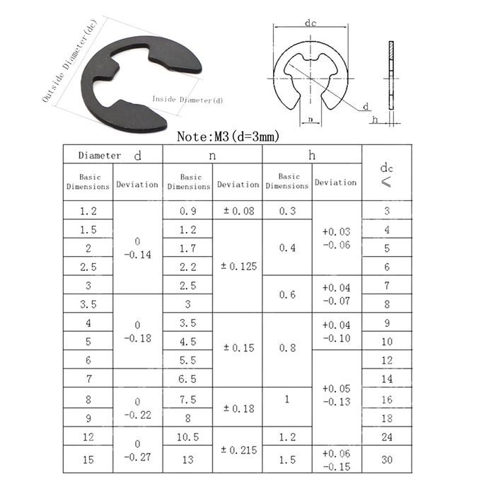 160 Pieces  Spring Steel  E-Clip Retaining Ring Snap Ring Assortment