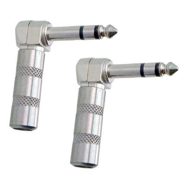2X 6.35mm 90 °  Plug  Socket Audio Adapter Socket For Guitar Bass