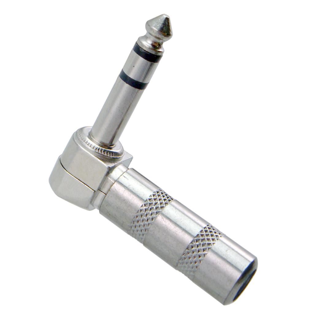 2X 6.35mm 90 °  Plug  Socket Audio Adapter Socket For Guitar Bass