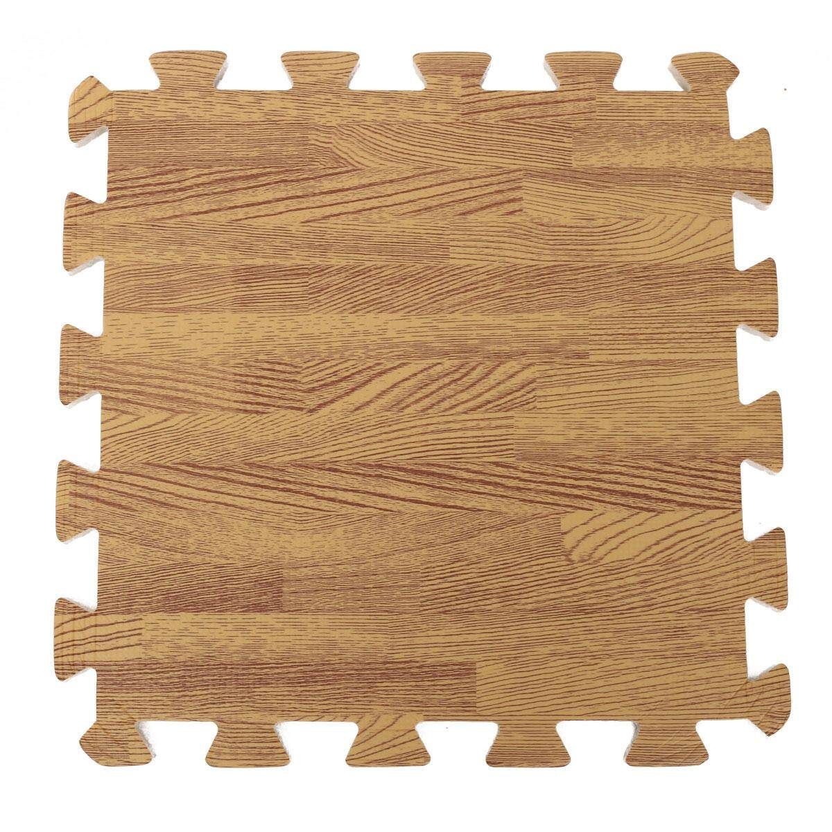 9PCS Wood Interlock EVA Foam Floor Puzzle Pad Work Gym Mat Kid Safety Play Rug Light Wood Grain