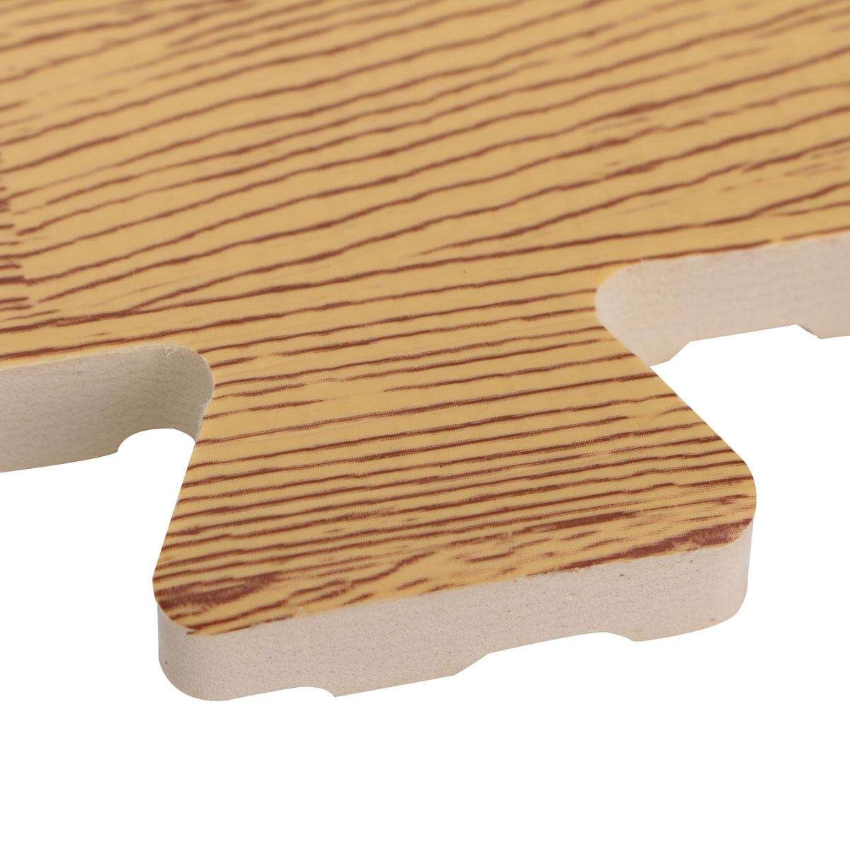 9PCS Wood Interlock EVA Foam Floor Puzzle Pad Work Gym Mat Kid Safety Play Rug Light Wood Grain