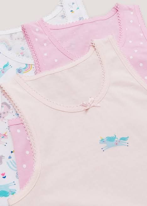 Girls Unicorn Vest Pack Of 3