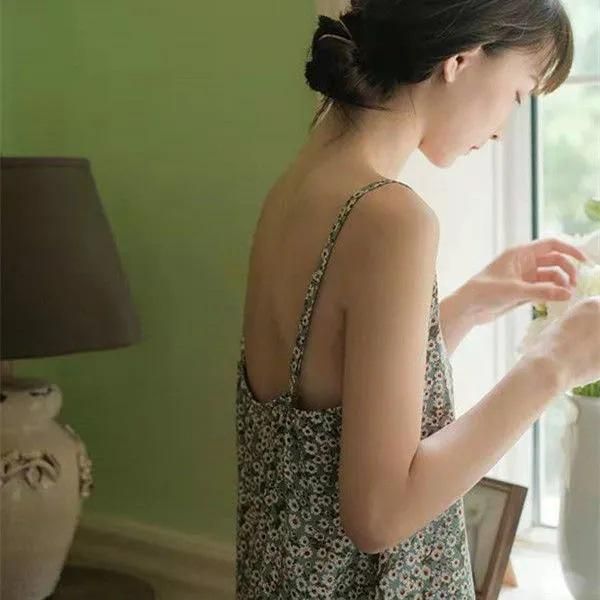 Sleeping Dress Girl Summer Cute Cuihua Little Daisy Adjustable Small Sling Dress Can Wear Home