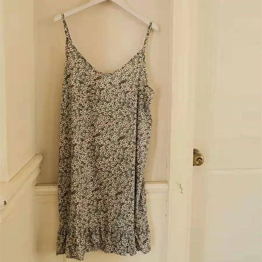 Sleeping Dress Girl Summer Cute Cuihua Little Daisy Adjustable Small Sling Dress Can Wear Home