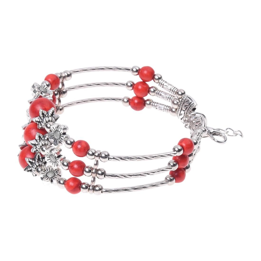Tibetan Silver Bracelet Turquoise Red
