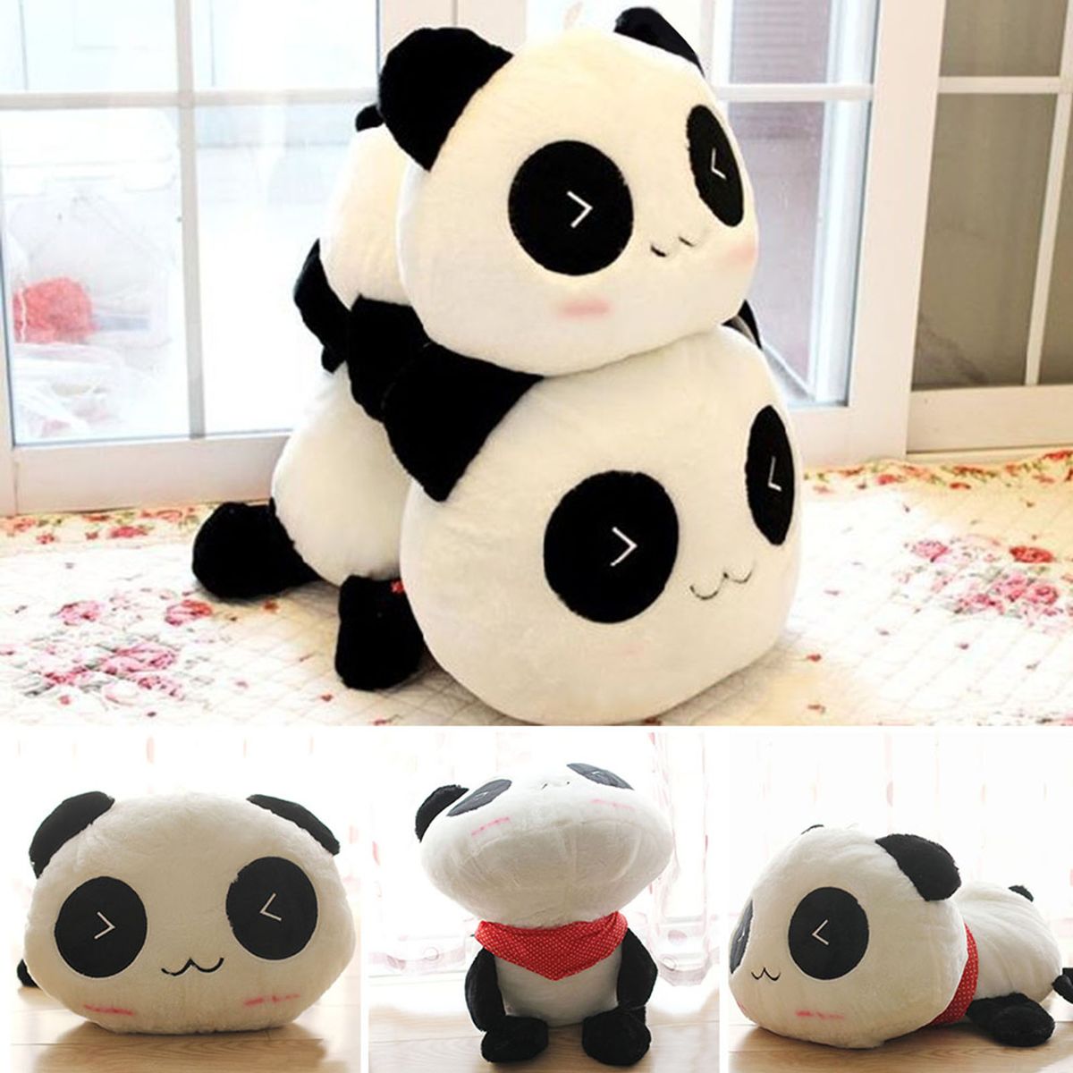 Home Cute Soft Stuffed Panda Plush Doll Cotton Pillow Toy Bolster Gift