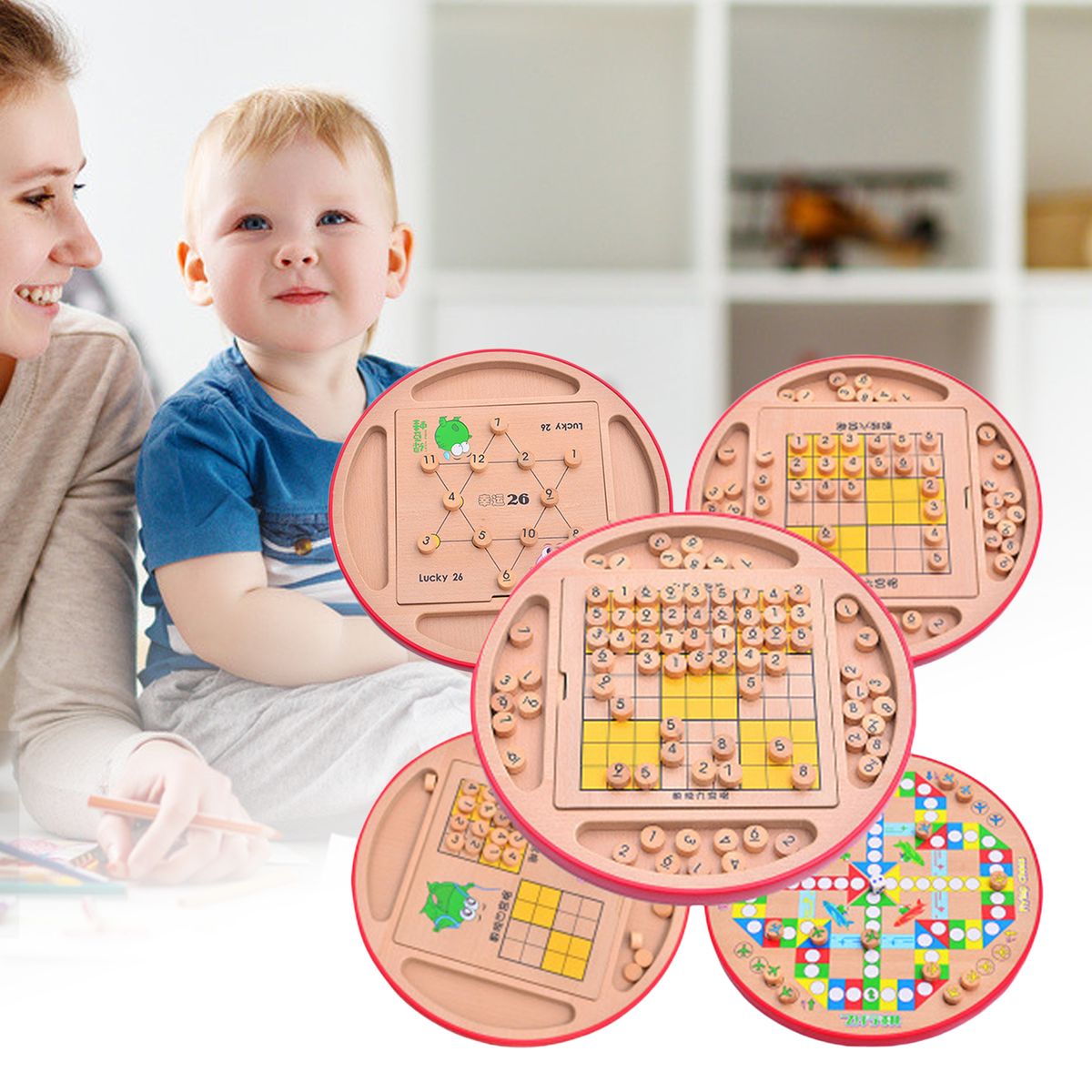 1 Set Games Fine Workmanship Multifunctional Wood-Pink