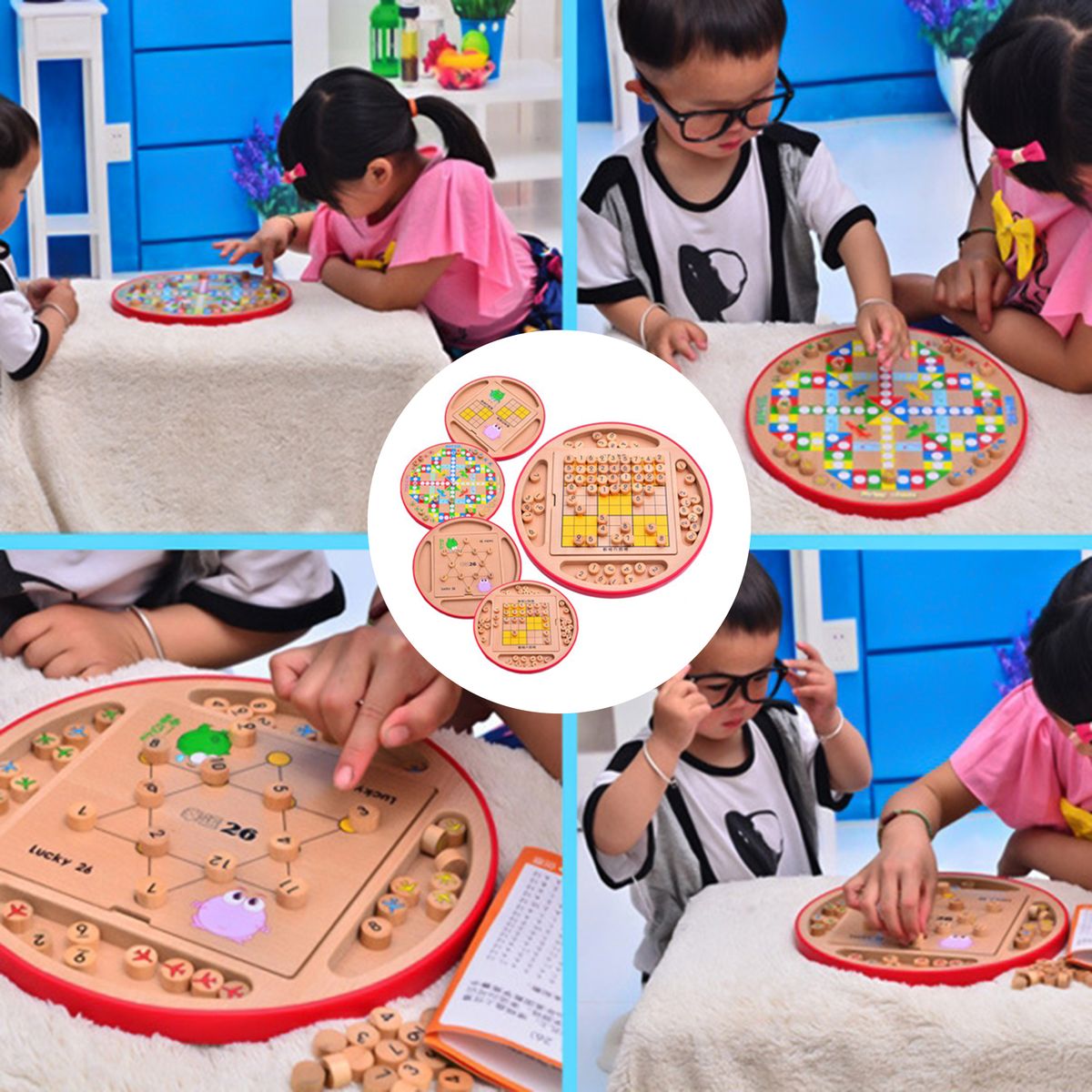 1 Set Games Fine Workmanship Multifunctional Wood-Pink