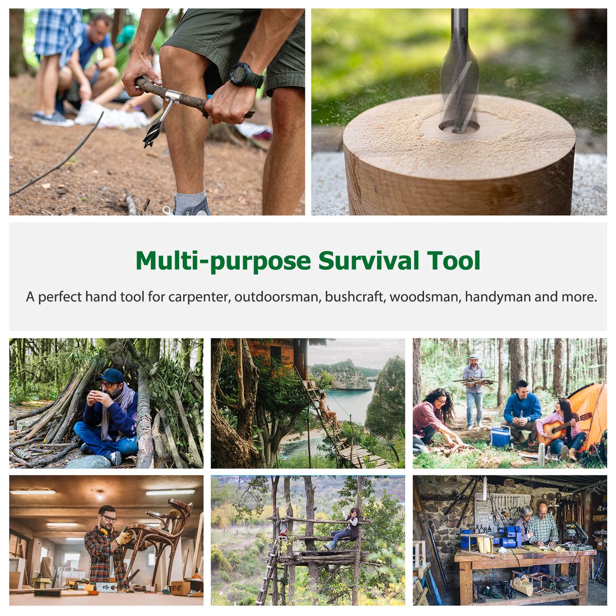 Survival Tool 4-Edge Manual Auger Settler Wrench Bushcraft