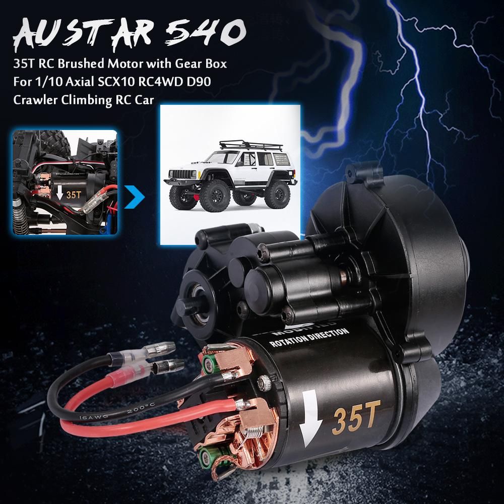 AUSTAR 540 35T RC Brushed Motor with Gear Box for 1/10 Axial SCX10 RC4WD D90 Crawler Climbing RC Car